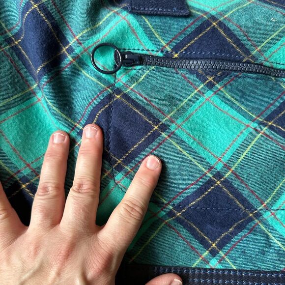 Lands End Weekender Flannel Duffle Bag Blue Green Plaid - Picture 3 of 10